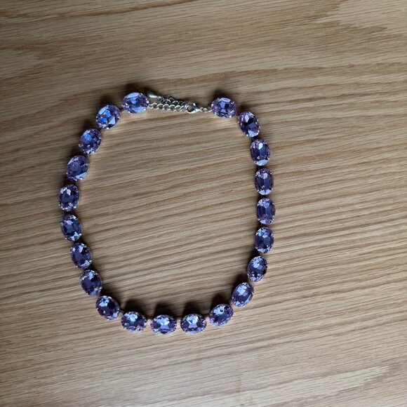 Anna Wintour Style Violet Purple Lavender Crystal Statement Collet Necklace - Picture 9 of 13